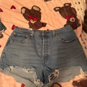 Levi's Distressed 501 Blue Jean Shorts